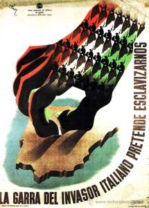 Un cartel republicano que denuncia la intervención de la Italia fascista en la Guerra Civil. Wikipedia